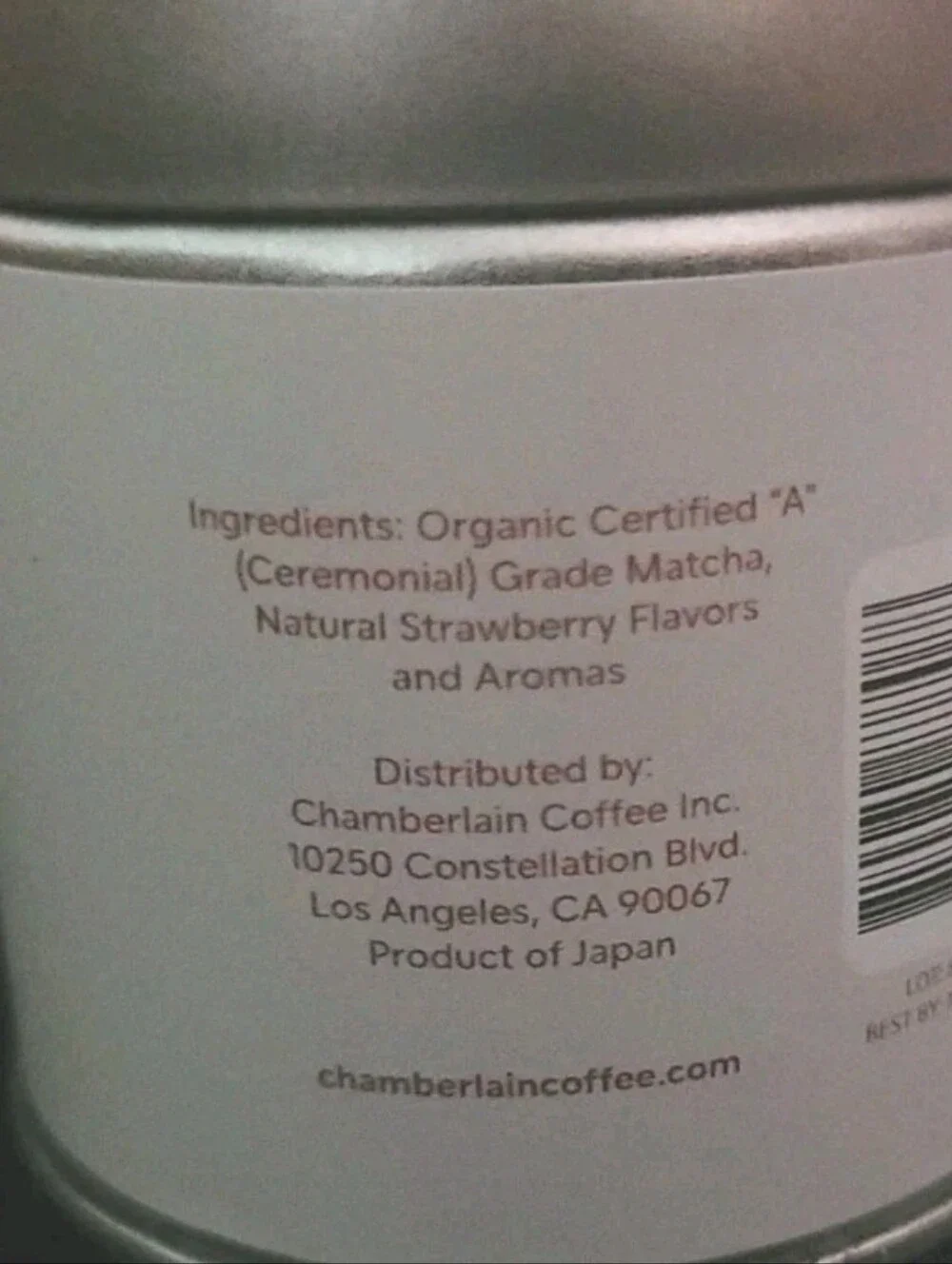 Chamberlain Strawberries & Cream Matcha Organic Ceremonial Grade A 1.06oz